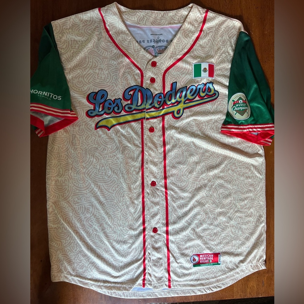 Los Dodgers Baseball Jersey with Mexican Flag